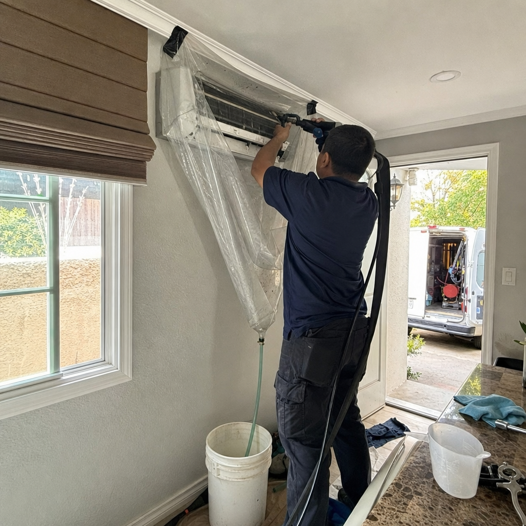 Professional HVAC cleaning service for air conditioner units